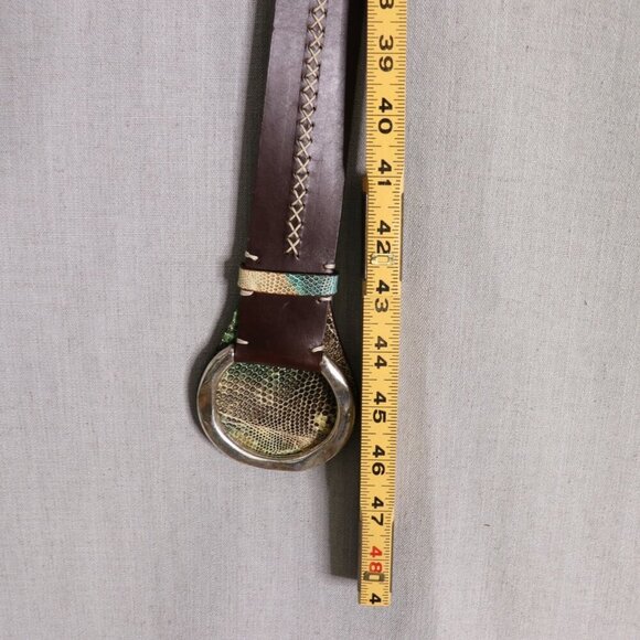 Post & Co Lizard Leather Belt Brown 100cm (Fits 34") O-Ring Italy Exotic - Picture 9 of 15